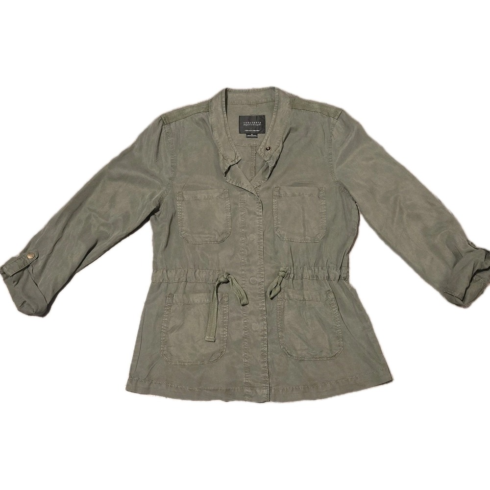 Sanctuary Anthropologie Lightweight Army Green Utility Jacket Snap Button Size M
